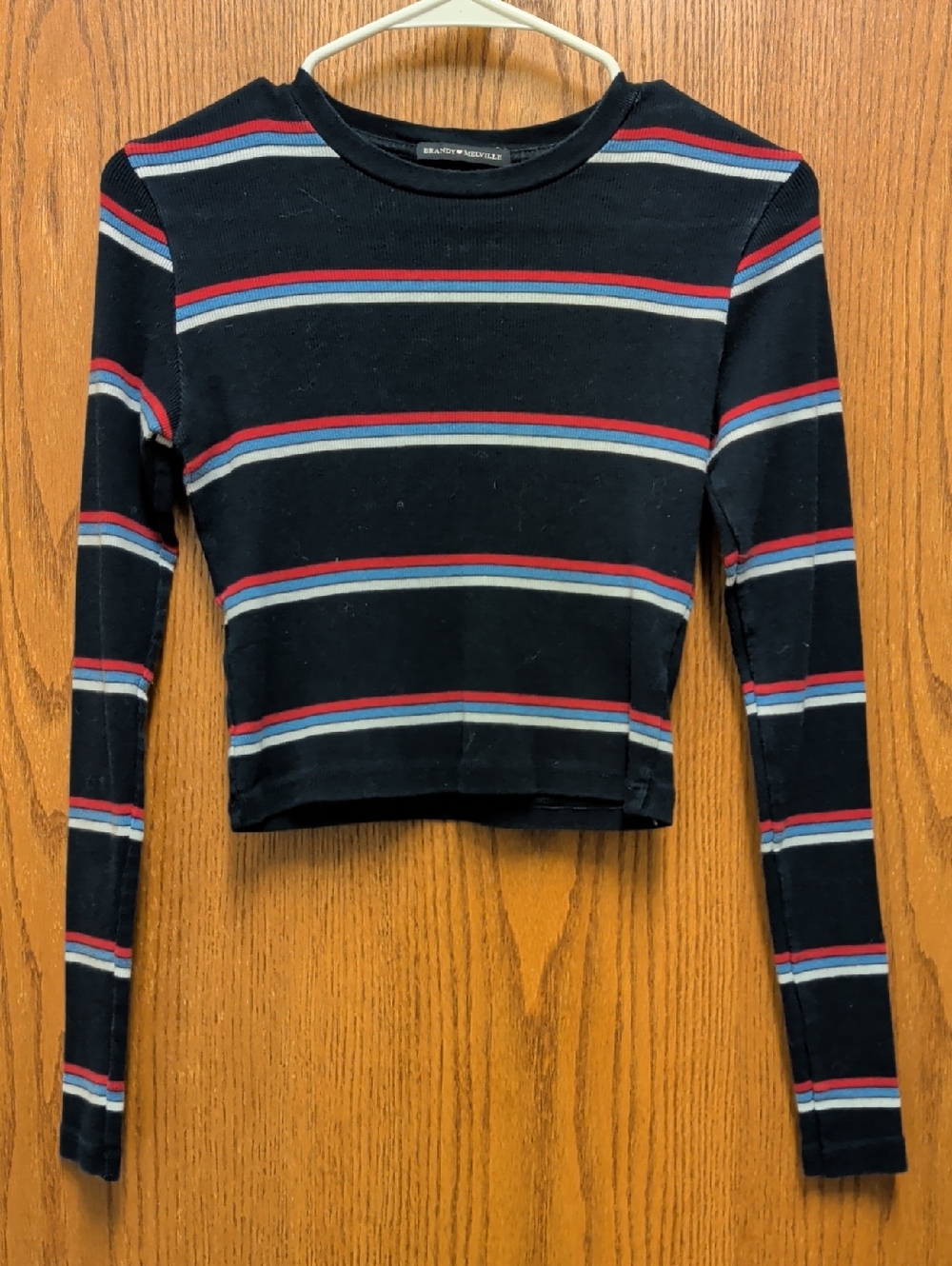 Brandy Melville Striped Long Sleeve Crop Top